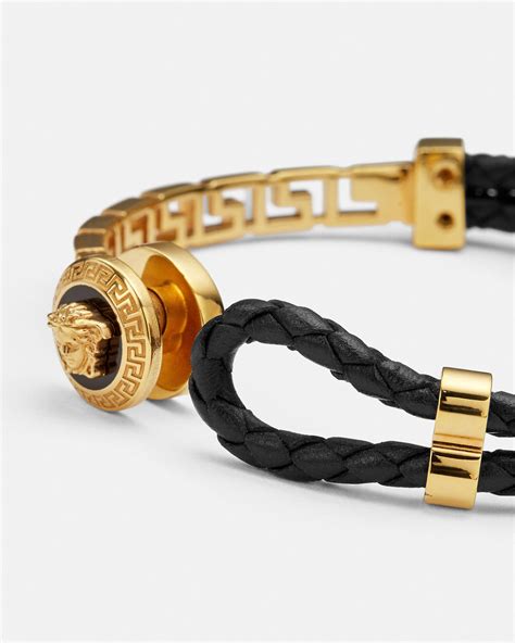 Versace Geflochtenes Greca Lederarmband 